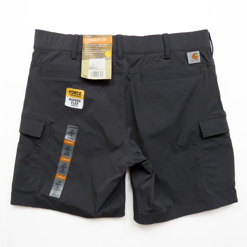 Carhartt Women's Straight Fit Force Madden Cargo Shorts 10 Charcoal Gray - Picture 2 of 9